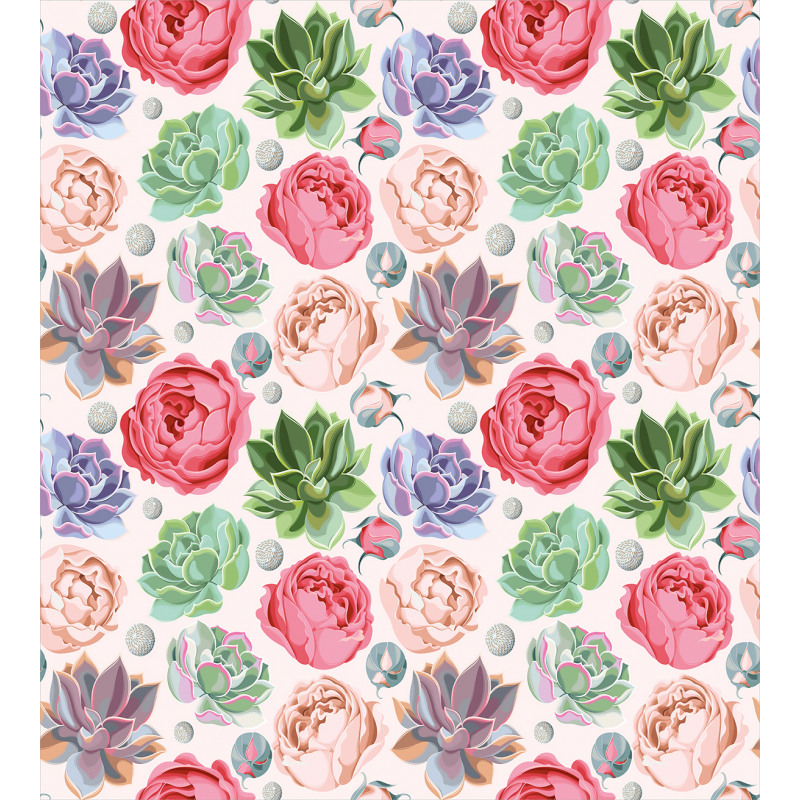 Peony Roses and Cactus Duvet Cover Set