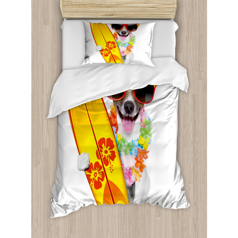 Surf Dog Glasses Duvet Cover Set