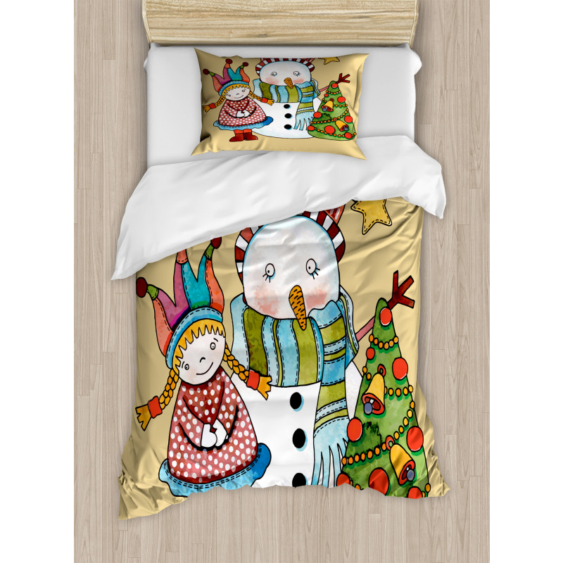 Toy Snowman Tree Duvet Cover Set