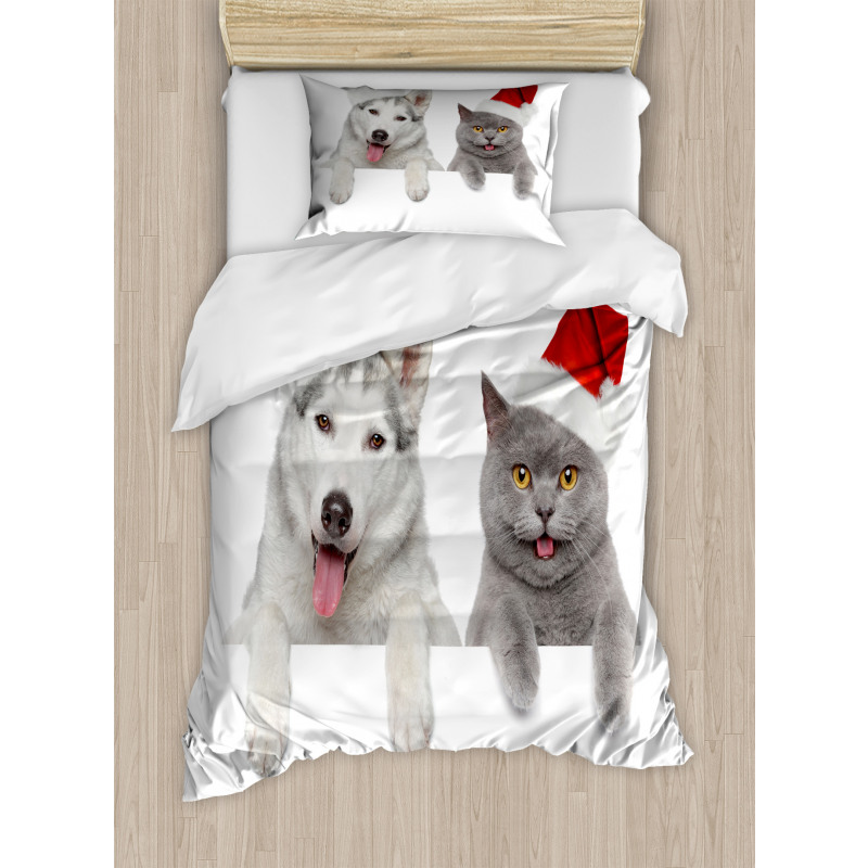 Animals Red Hats Duvet Cover Set