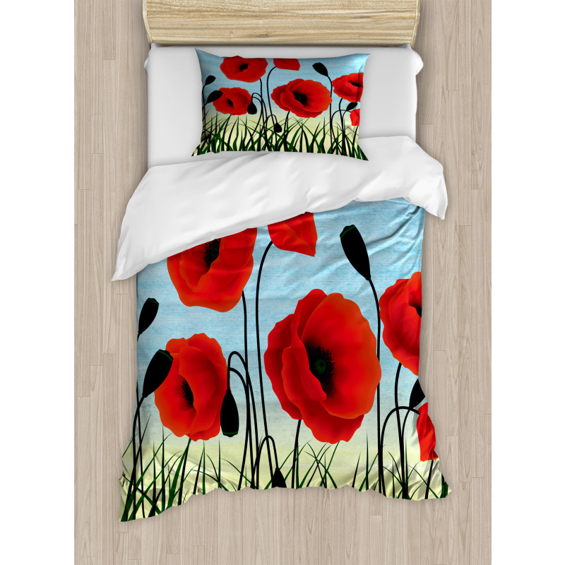 Digital Drawn Flower Duvet Cover Set