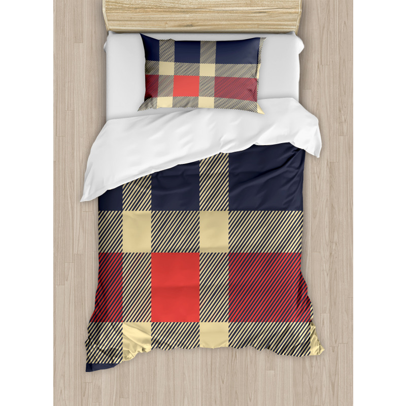 Vintage Plaid Lines Duvet Cover Set