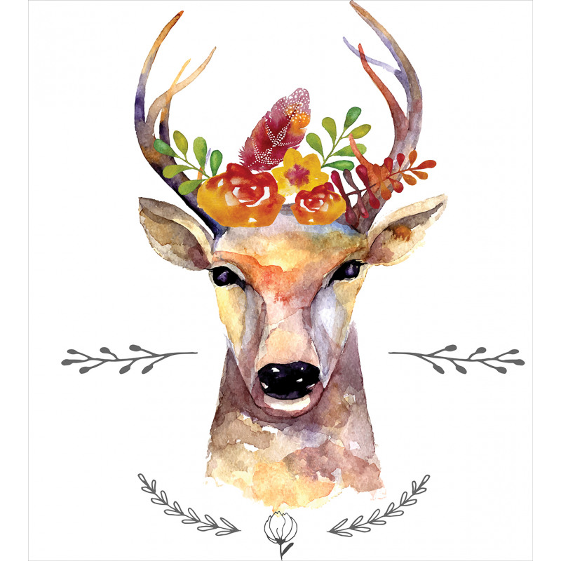 Watercolor Deer Rustic Duvet Cover Set