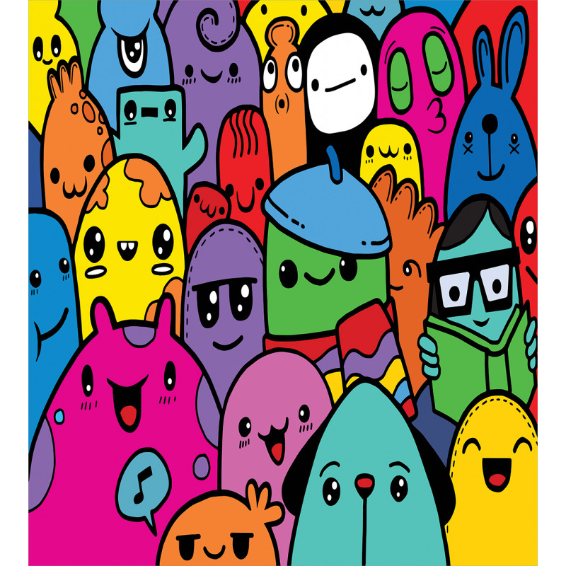 Colorful Doodle Monsters Duvet Cover Set