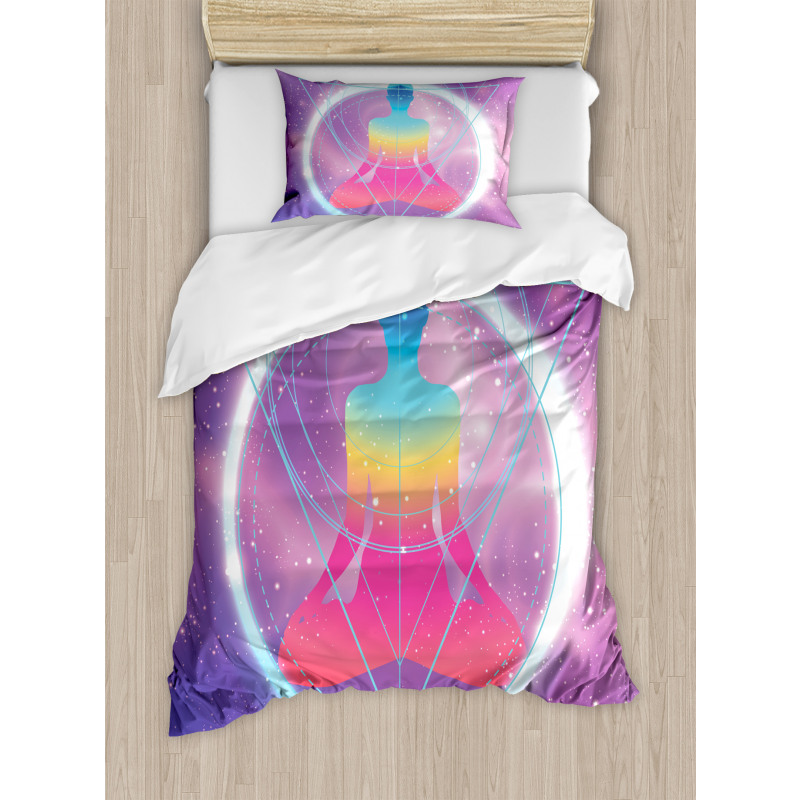 Human Meditation Galaxy Duvet Cover Set