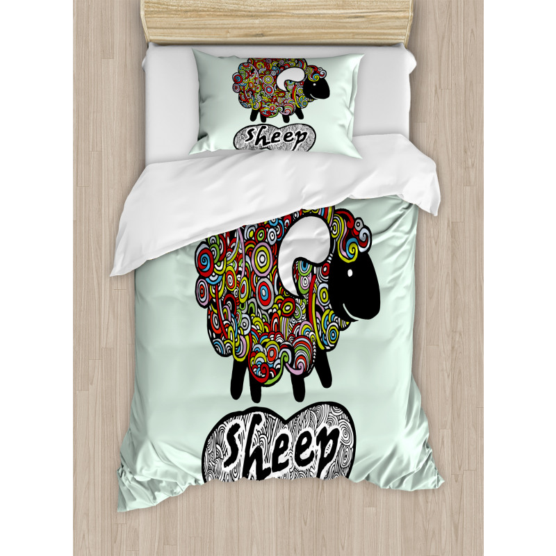 Hipster Doodle Fun Sheep Duvet Cover Set