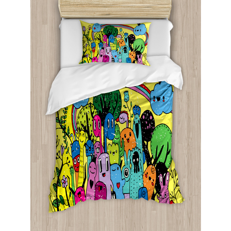 Hand Drawn Crazy Doodle Duvet Cover Set