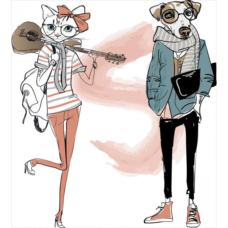 Urban Cat Dog Characters Duvet Cover Set