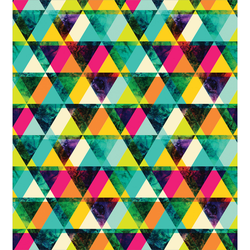 Vibrant Triangles Grunge Duvet Cover Set
