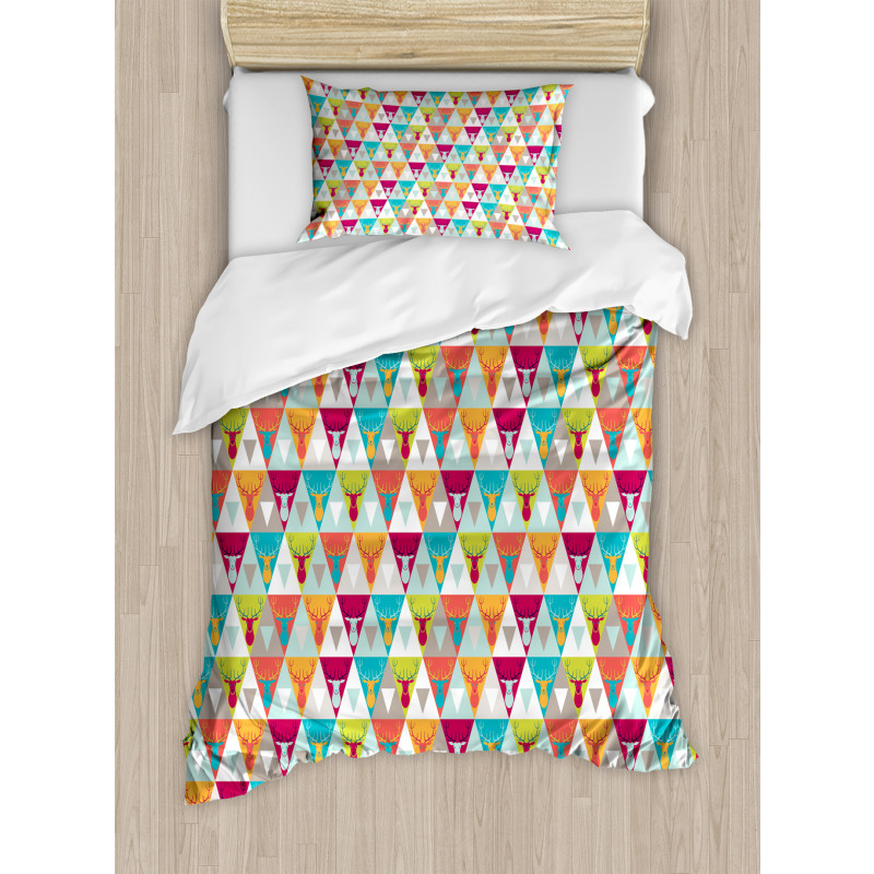 Triangles with Deer Heads Duvet Cover Set