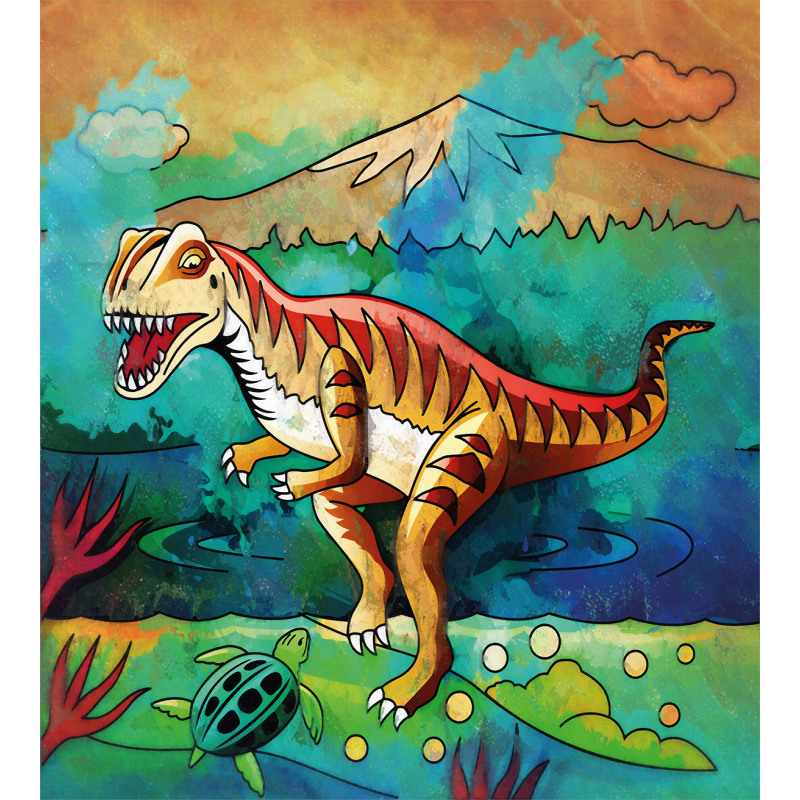 Colorful Velociraptor Duvet Cover Set