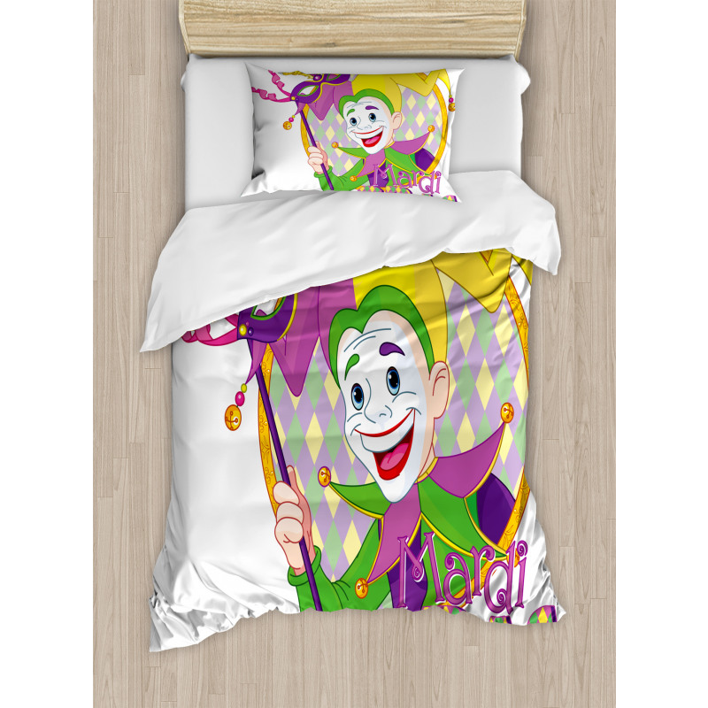 Cartoon Jester Mask Duvet Cover Set