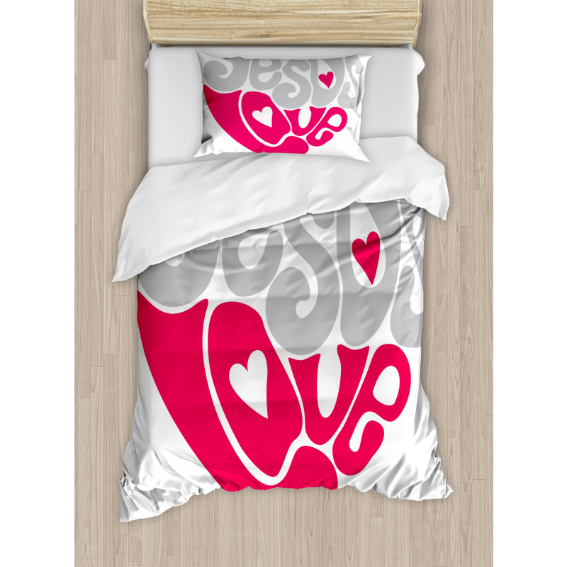 Retro Love Heart Duvet Cover Set