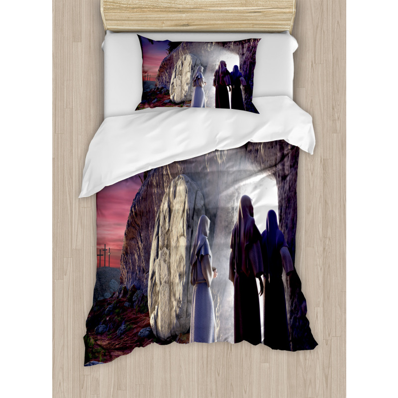 Finding Empty Tomb Motif Duvet Cover Set