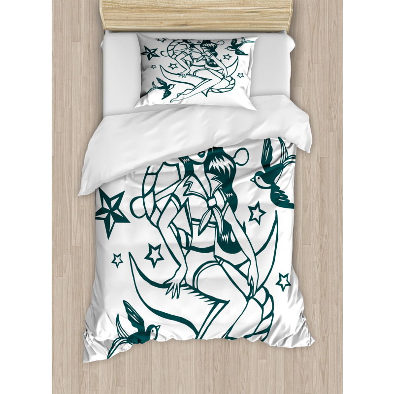 Pin-up Girl Sailor Suit Duvet Cover Set