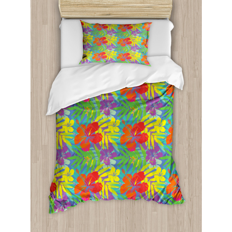 Abstract Vibrant Hibiscus Duvet Cover Set