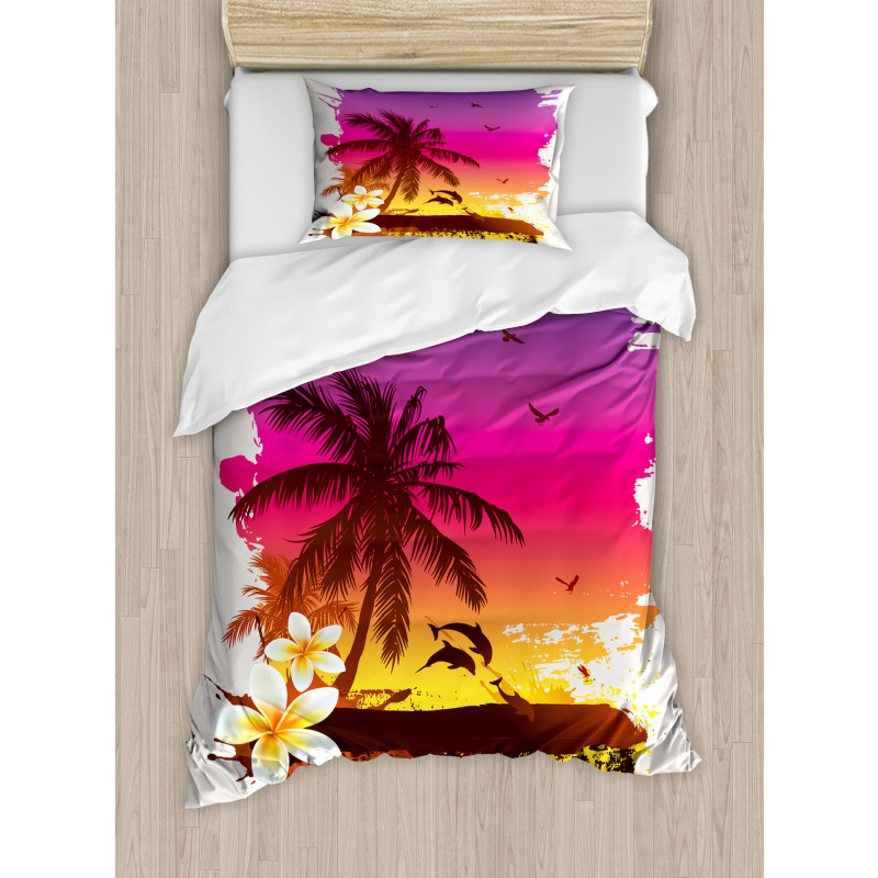 Tropical Beach Sunset Duvet Cover Set