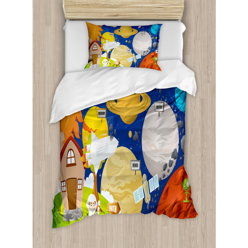 Cartoon Outer Space Duvet Cover Set