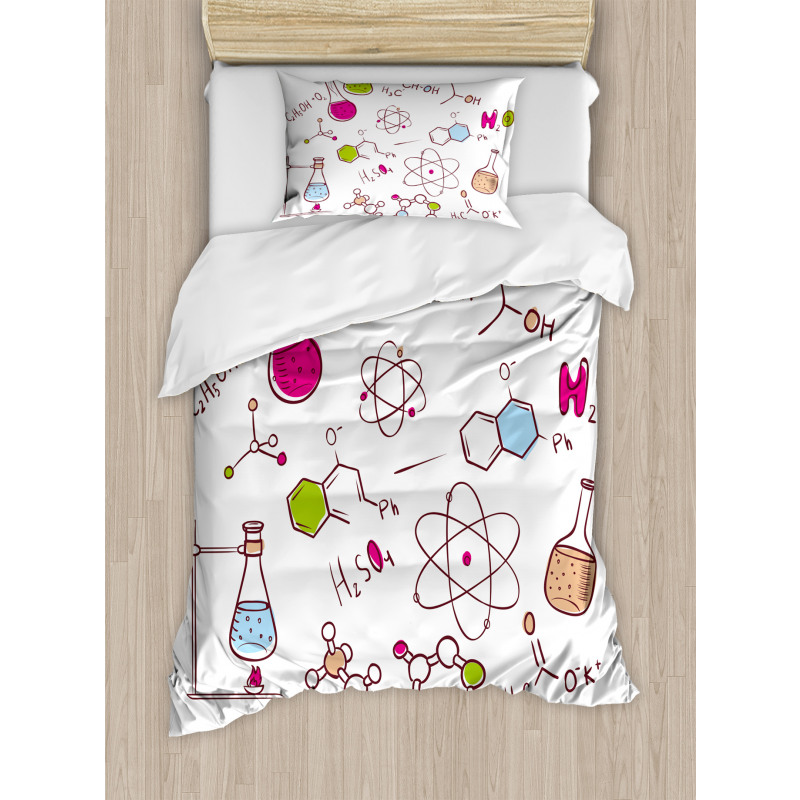 Doodle Style Atom Duvet Cover Set