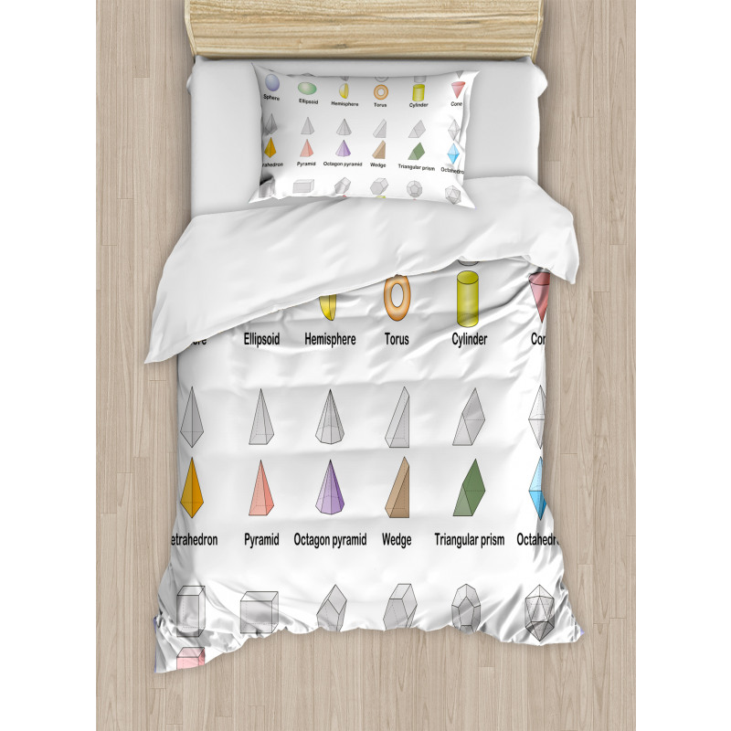 3D Shapes School Theme Duvet Cover Set