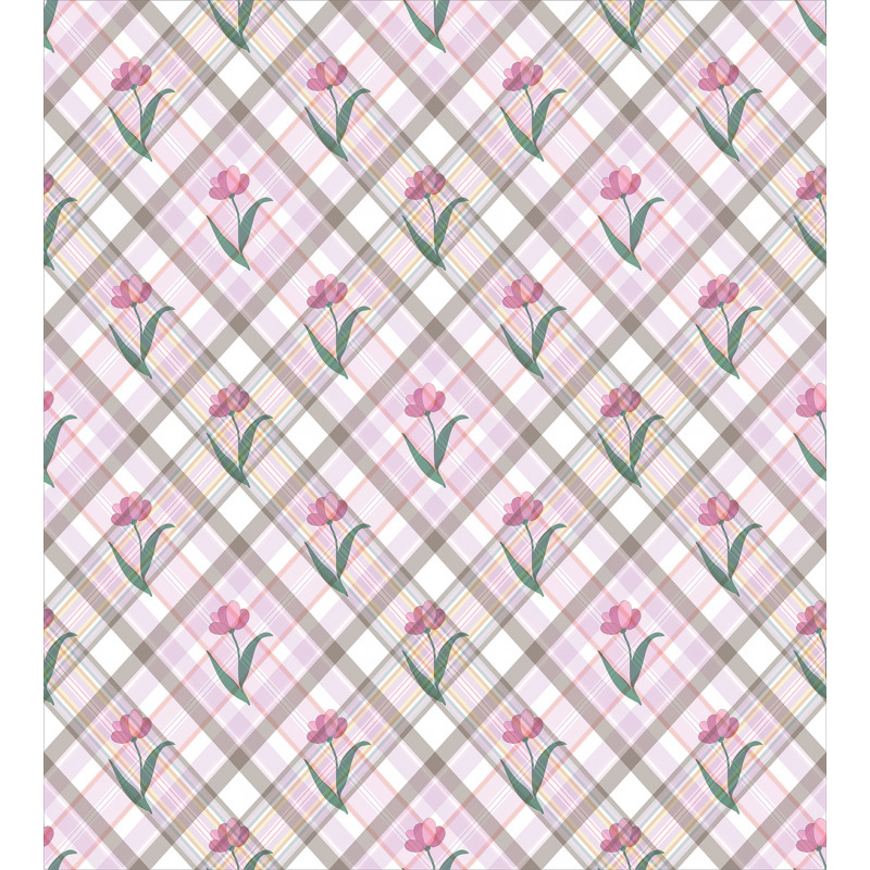 Diagonal Lines Floral Duvet Cover Set