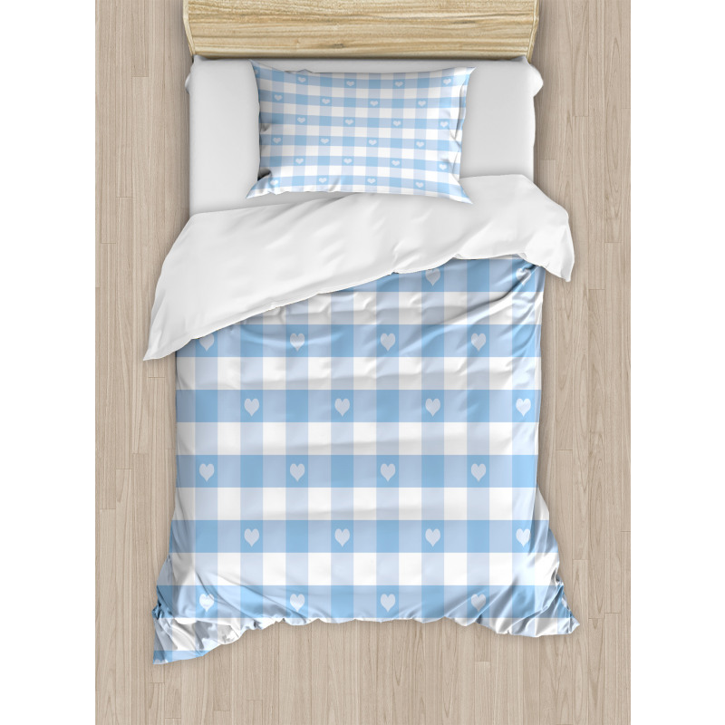 Gingham with Hearts Duvet Cover Set