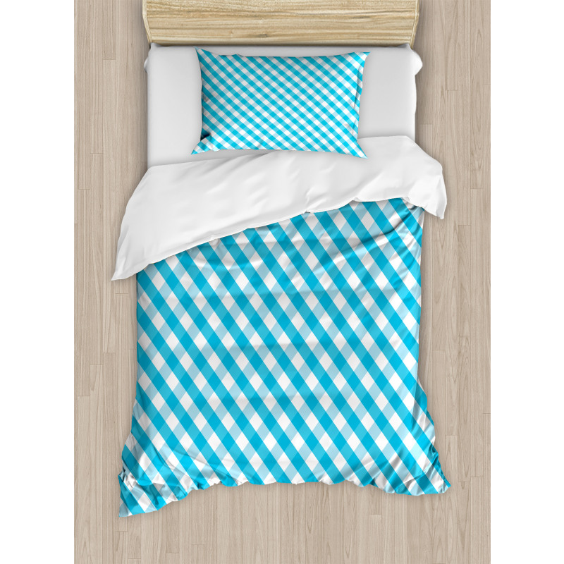 Aqua Stripes Diagonal Duvet Cover Set