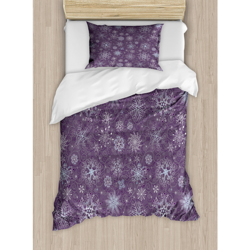 Xmas Snowflakes Floral Duvet Cover Set