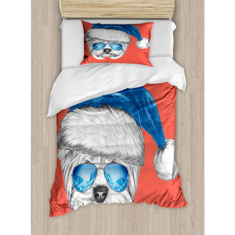 Blue Santa Hat Funny Duvet Cover Set