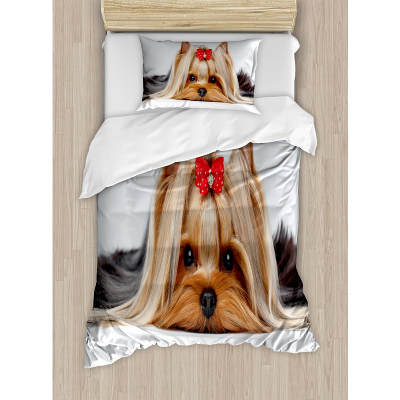 Lying Dog Ribbon Love Duvet Cover Set