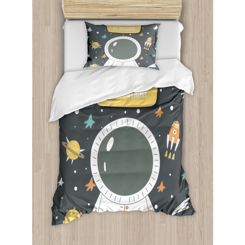 Cosmic Doodle Rocket Duvet Cover Set