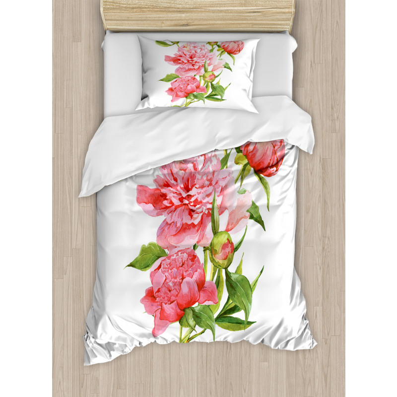 Pink Peonies Bouquet Duvet Cover Set