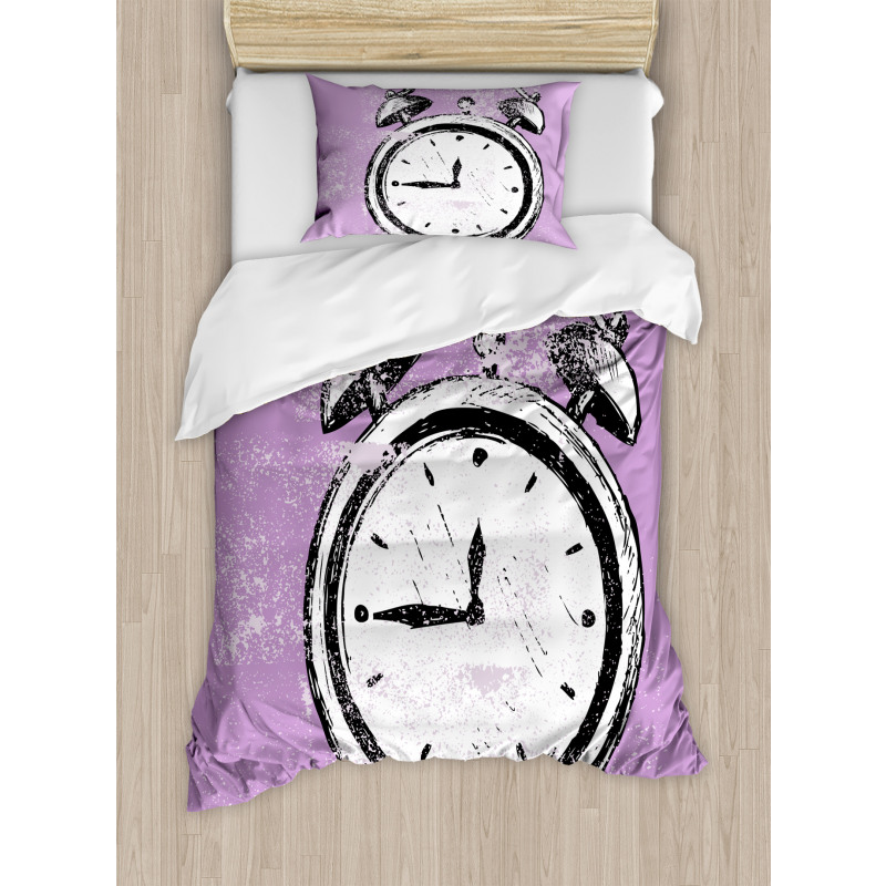 Retro Alarm Clock Grunge Duvet Cover Set