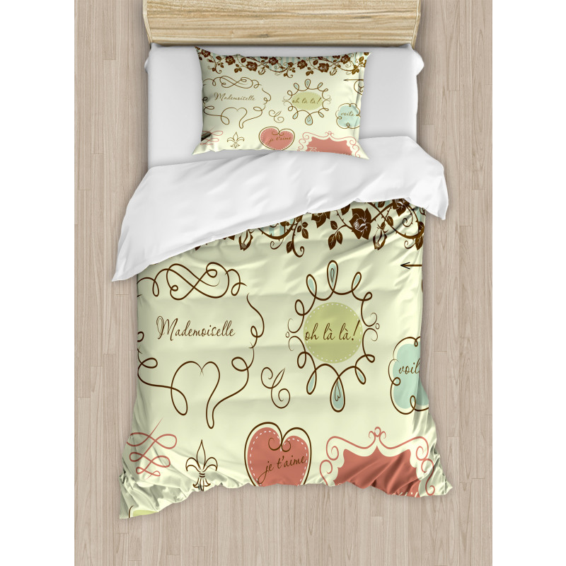 Vintage France Doodle Duvet Cover Set