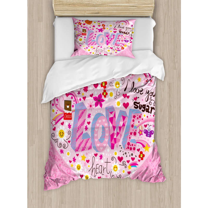 I Love You Sugar Heart Duvet Cover Set