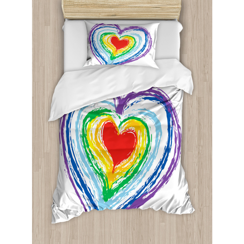 Nested Rainbow Heart Duvet Cover Set