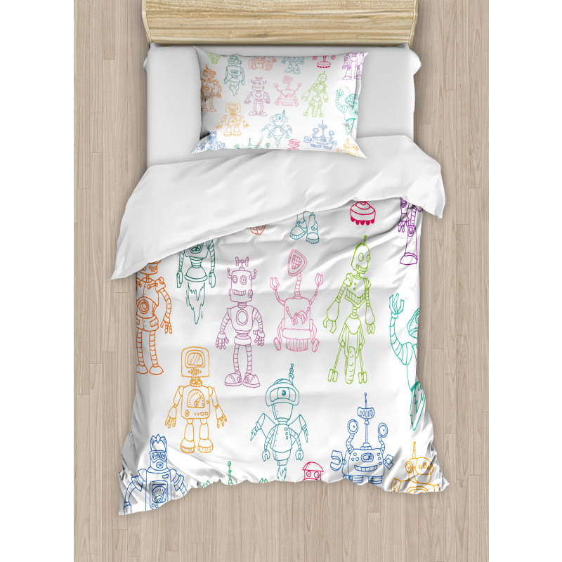 Robots Performing Tasks Duvet Cover Set