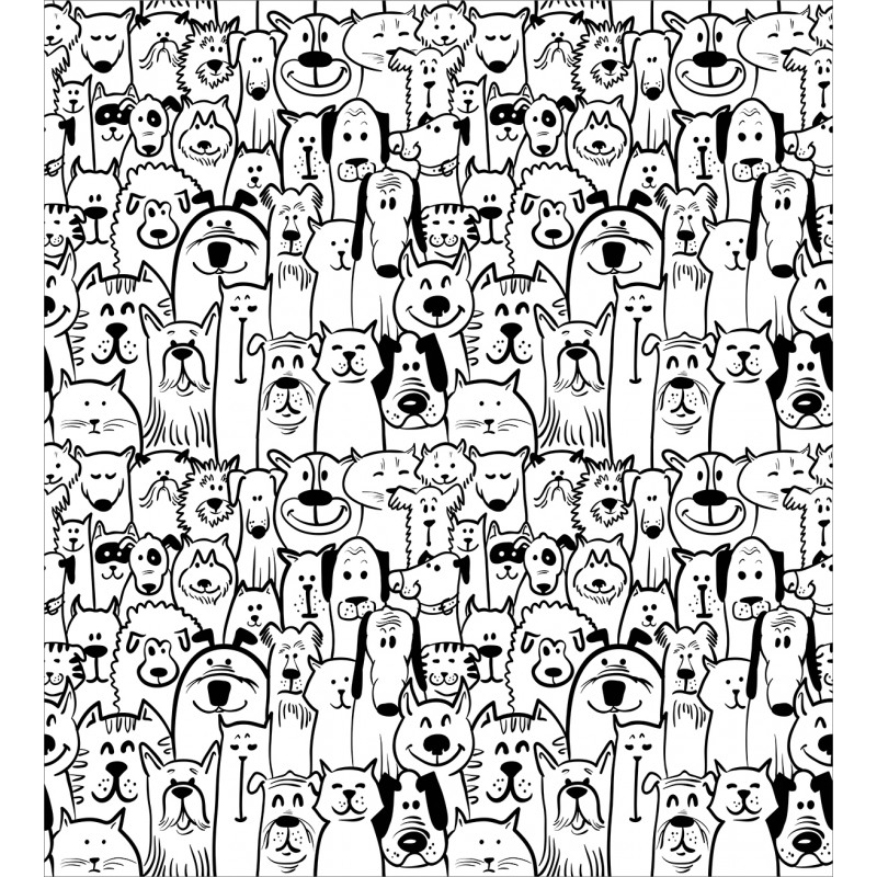 Dogs and Cat Composition Duvet Cover Set