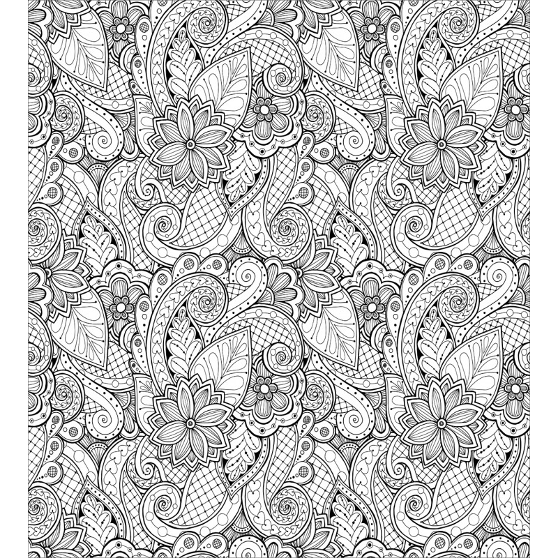 Monochrome Doodle Flora Duvet Cover Set