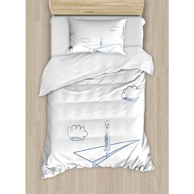 Paper Plane Sketch Duvet Cover Set