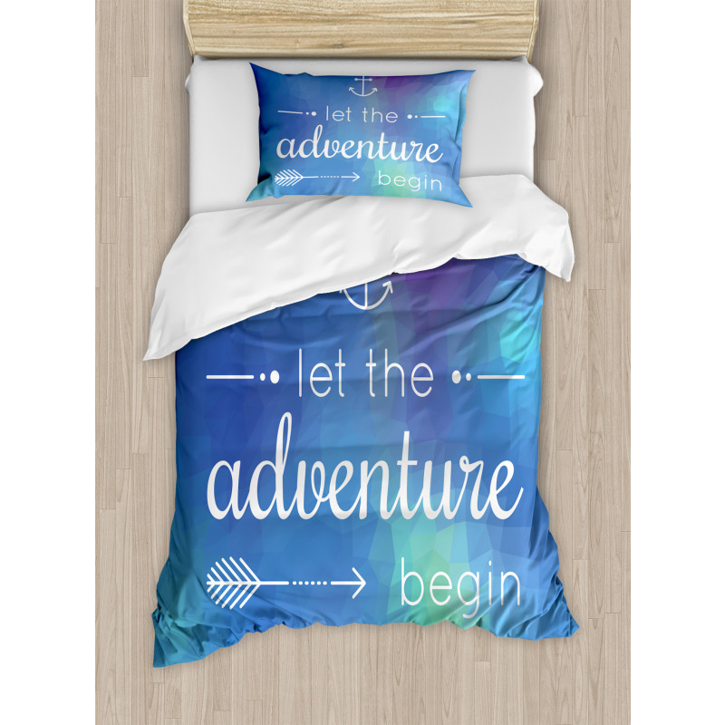 Marine Phrase on Blue Duvet Cover Set