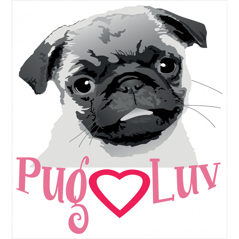 Pug Love Image Grey Duvet Cover Set