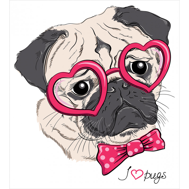 Dog with Heart Glasses Bow Duvet Cover Set