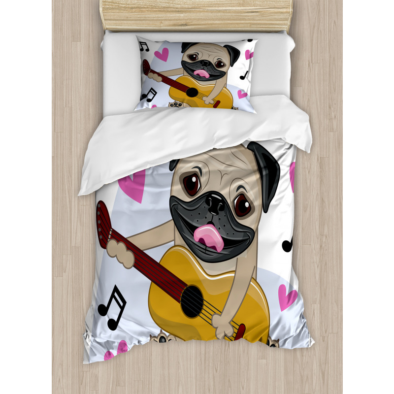 Dog Playing Guitar Singing Duvet Cover Set