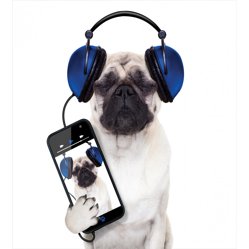 Music Listening Dog Phone Duvet Cover Set