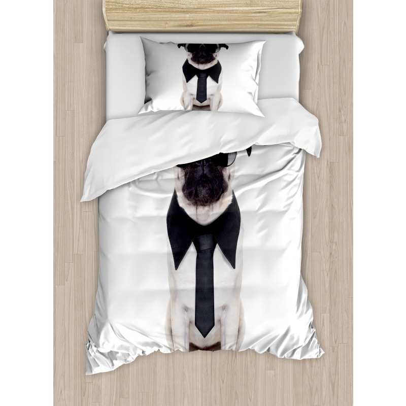 Cool Dog with Tie Glasses Duvet Cover Set