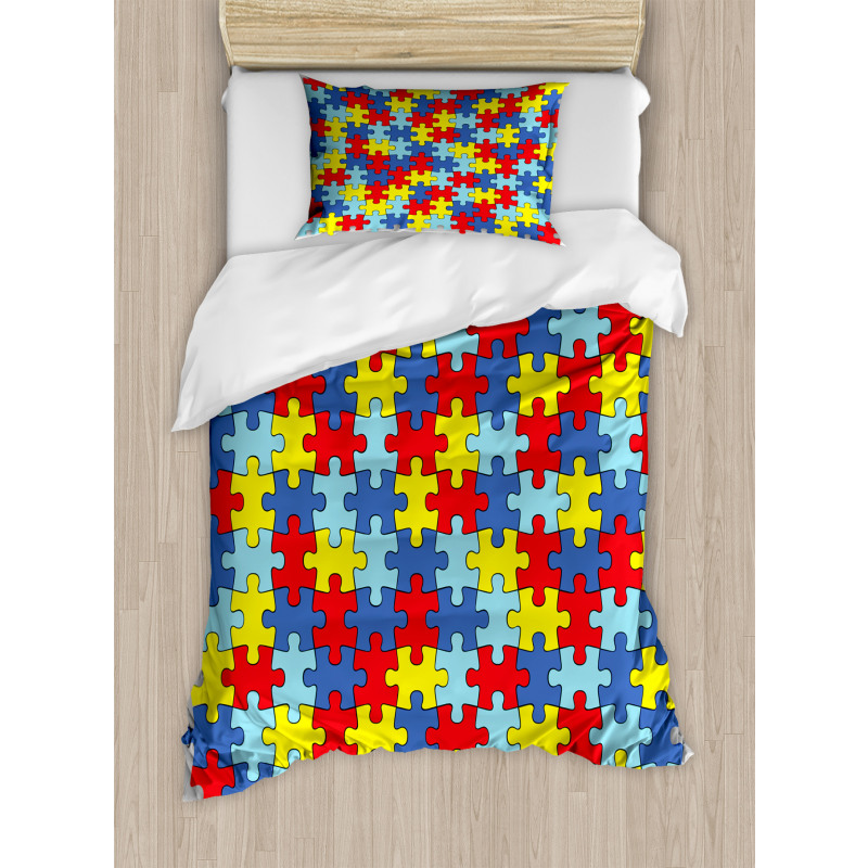 Colorful Puzzle Pieces Duvet Cover Set