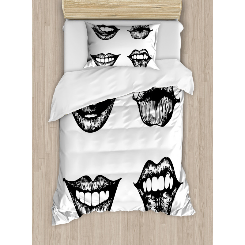 Monochrome Sketch Style Duvet Cover Set