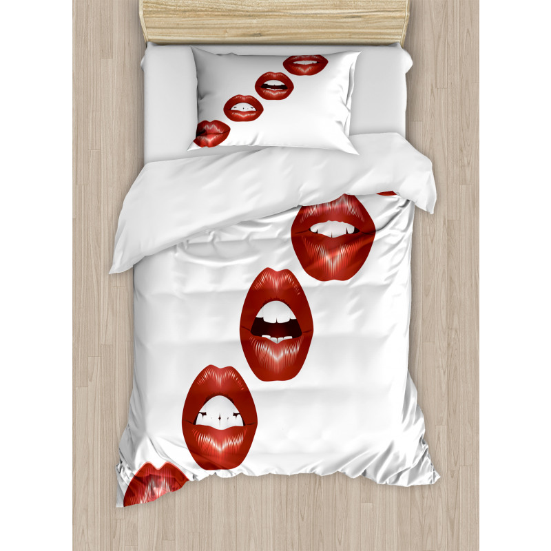 Vivid Full Red Lips Feminine Duvet Cover Set