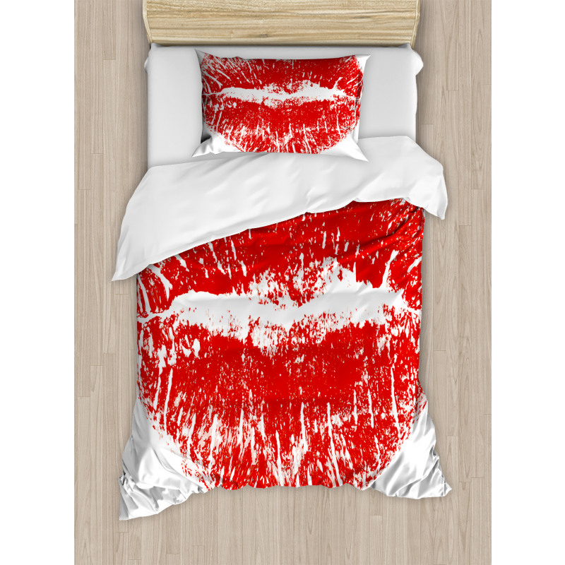 Heart Shaped Lipstick Mark Duvet Cover Set